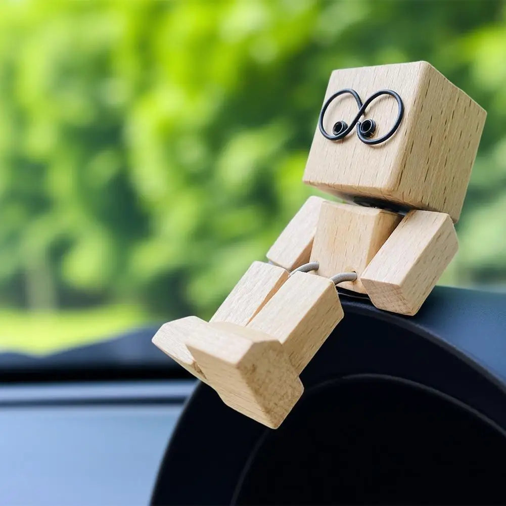 Shaking Head Wooden Doll Figurine | Car Dashboard Ornament Car Dashboard Ornament QXL
