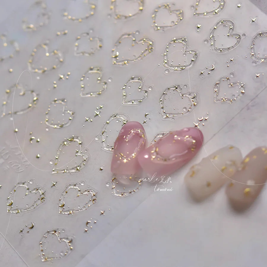 5D Crystal Diamond Nail Stickers | Pearl Chain French Decals Nail Art Stickers QXL