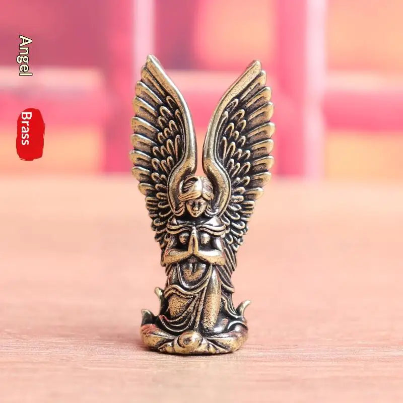 Brass Guardian Angel Miniature Figurine | Desk & Home Décor Miniature Figurine QXL