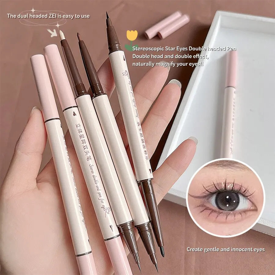 MAXFINE Double Head Liquid Eyeliner | Fine Tip Waterproof Pen Liquid Eyeliner Pen QXL