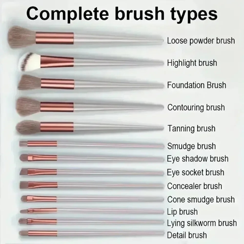 13-Pc Soft Fluffy Makeup Brush Set | Foundation & Blending Makeup Brush Set QXL