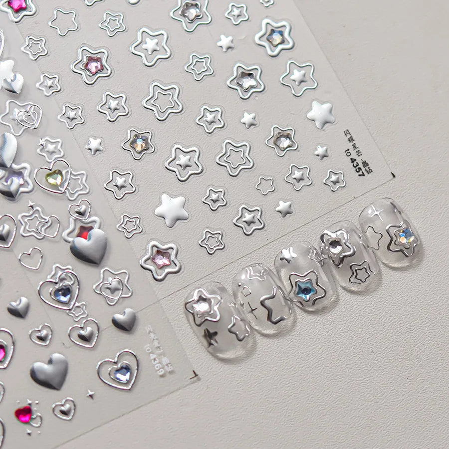 5D Crystal Star Nail Stickers | Rainbow Jelly Shiny Design Nail Art Stickers QXL