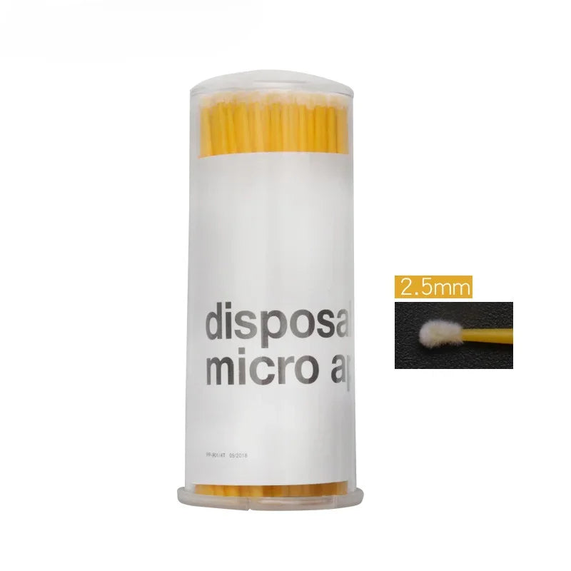 100-Pack Disposable Micro Brushes – Mascara & Lash Wands Disposable Micro Brushes QXL M181 Yellow Large