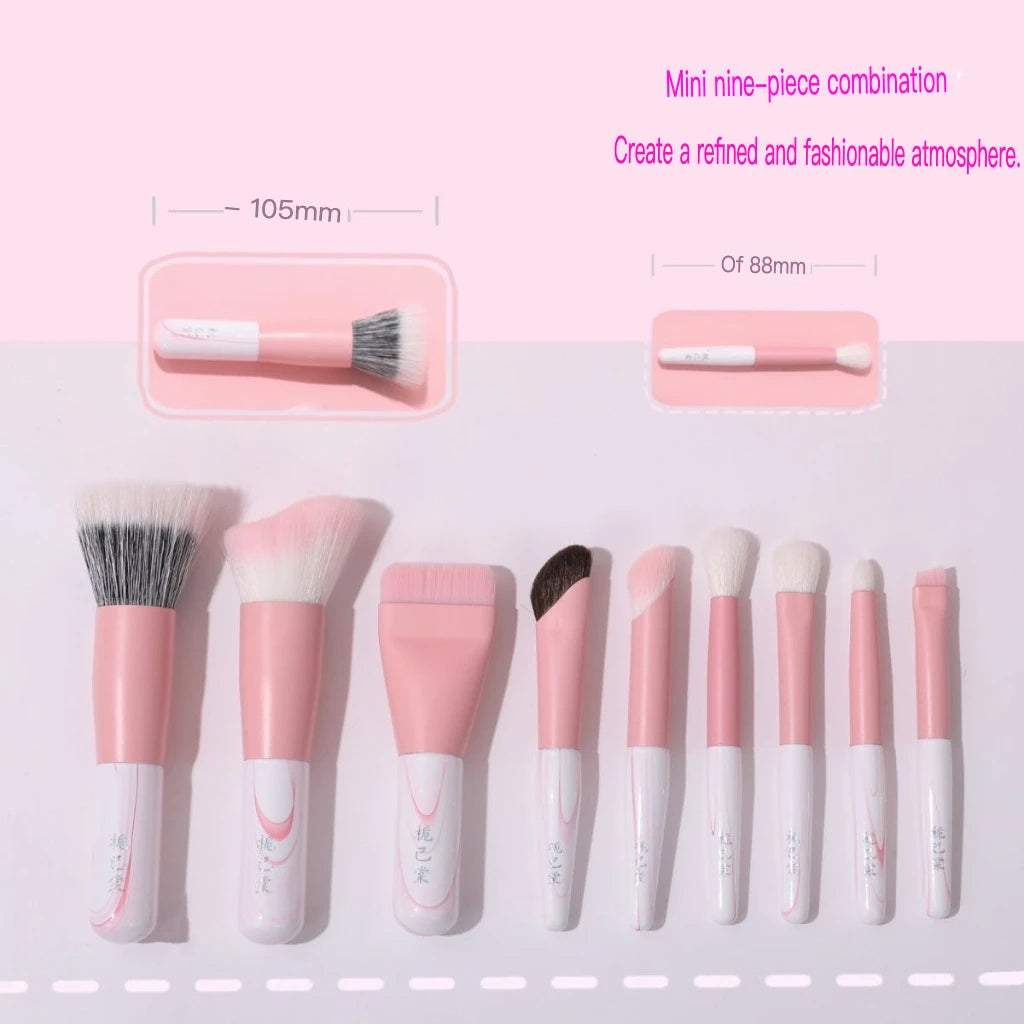 9-Piece Mini Makeup Brush Set | Powder, Blush & Contour Makeup Brush Set QXL