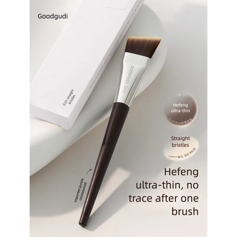 Flat Foundation Brush – Wool Fiber, No-Mark, Metal Handle Foundation Brush QXL