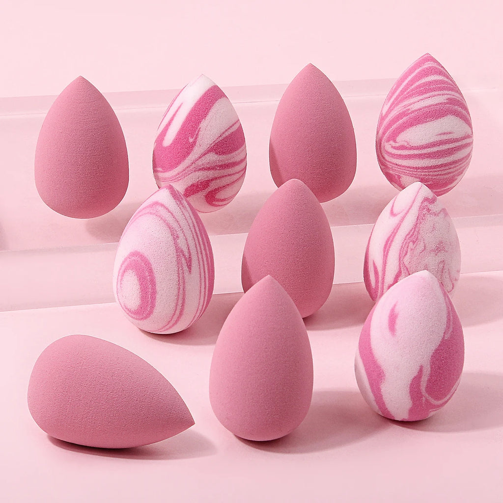 KOSSHOW 10-Pack Mini Teardrop Makeup Sponges – Pink Puffs Makeup Sponge Set QXL