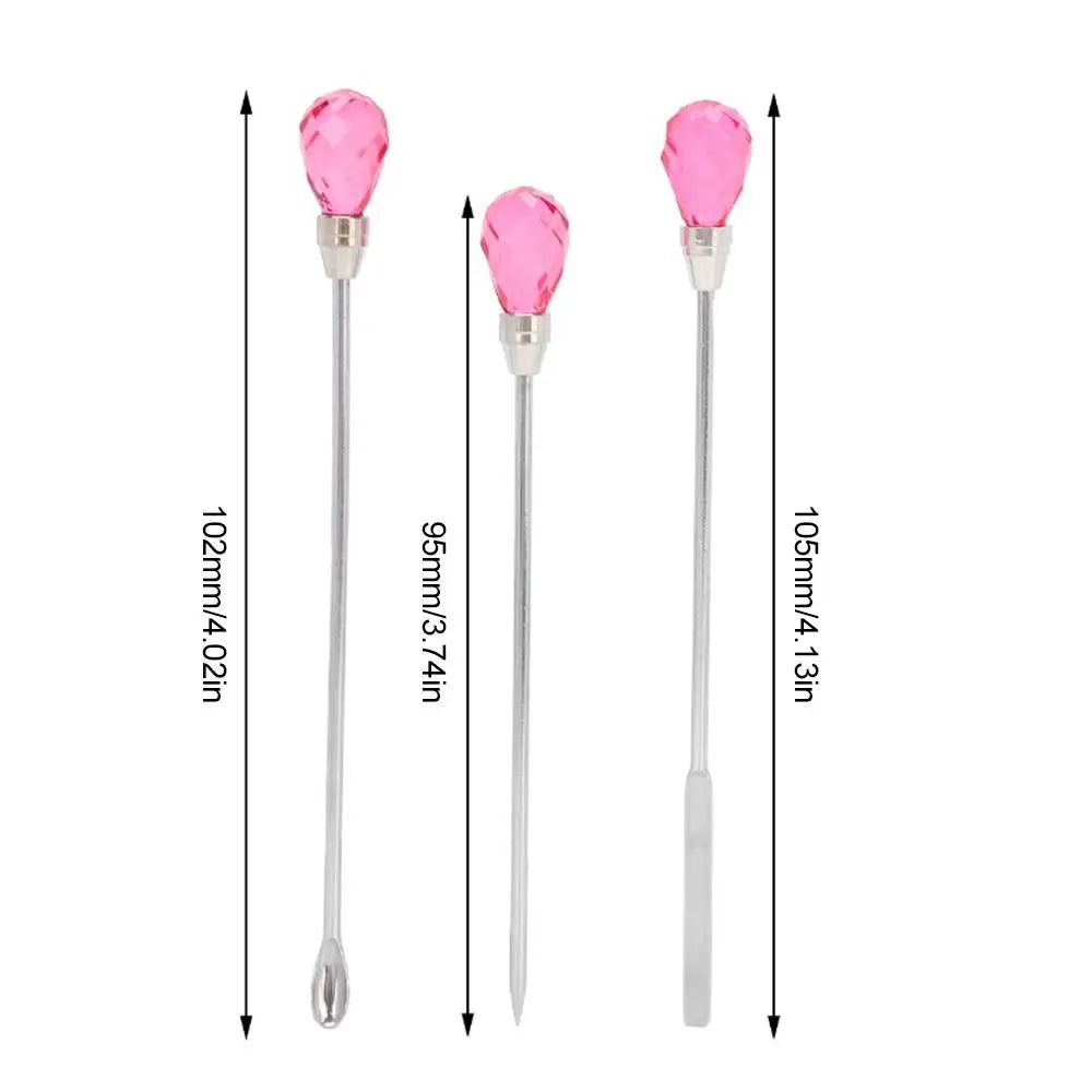 3-Pc Stainless Steel Nail Art Mixing Spatula, Spoon & Pick Nail Art Tools QXL