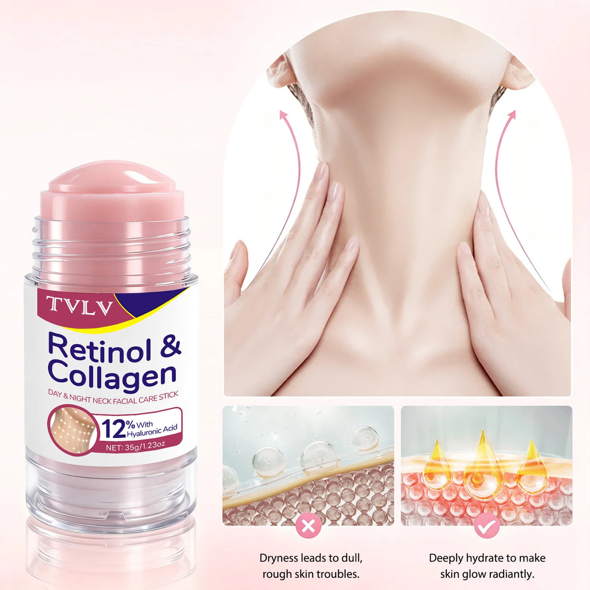 TVLV Retinol & Collagen Face & Neck Firming Stick 35g Facial Care Stick QXL