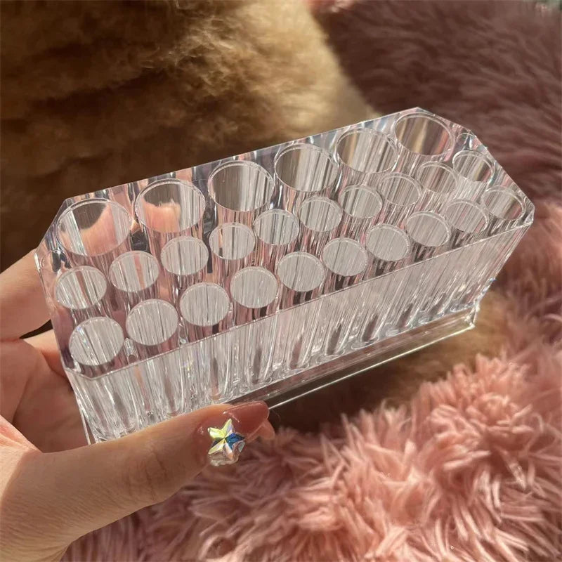 26-Hole Acrylic Makeup Brush & Lipstick Organizer Stand Makeup Brush Organizer QXL