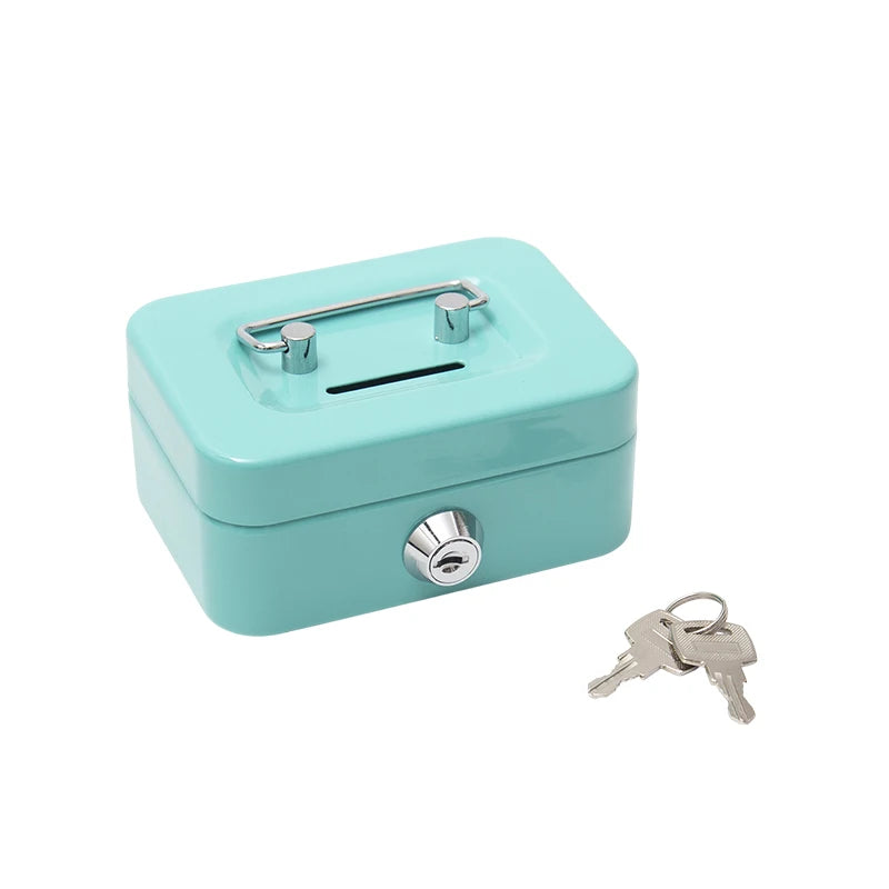 Portable Piggy Bank & Coin Box with Key Lock | Carbon Steel Lockable Coin Box QXL Green