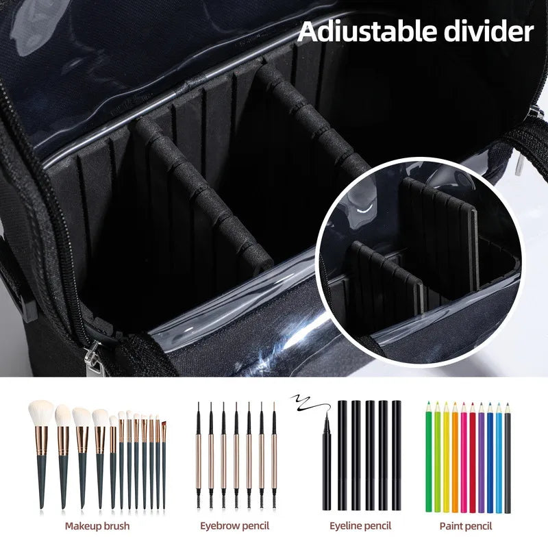 Black Detachable Cosmetic Bag | Crossbody & Brush Organizer Cosmetic Brush Bag QXL