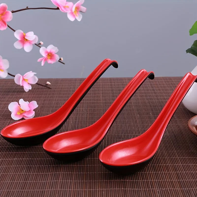 Japanese Melamine Soup Spoons | Ramen Pho Rice Spoon Set Melamine Soup Spoon QXL