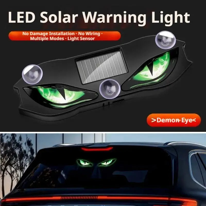 Solar LED Demon Eye Warning Light | Vibration-Activated Car Solar Car Warning Light QXL