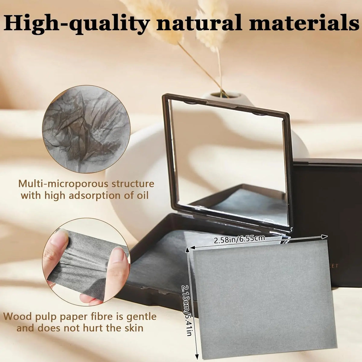100-Sheet Oil Blotting Papers with Mirror & Case | Cosmomiro Oil Blotting Papers QXL