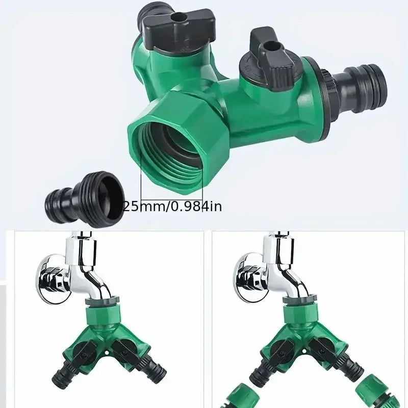 2-Way Garden Hose Splitter with Shut-Off Valves | 3/4" Fit Garden Hose Splitter QXL