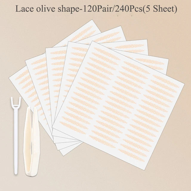 240-Pc Lace Mesh Double Eyelid Tape | Invisible Shaping Stickers Eyelid Shaping Tape QXL No.5 Olive 240PCS