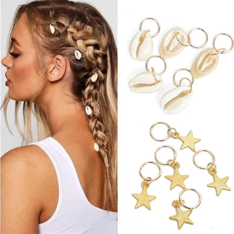 Dreadlock Beads & Hair Braid Cuffs | Alloy Shell Charms 5–10pk Dreadlock Hair Beads QXL