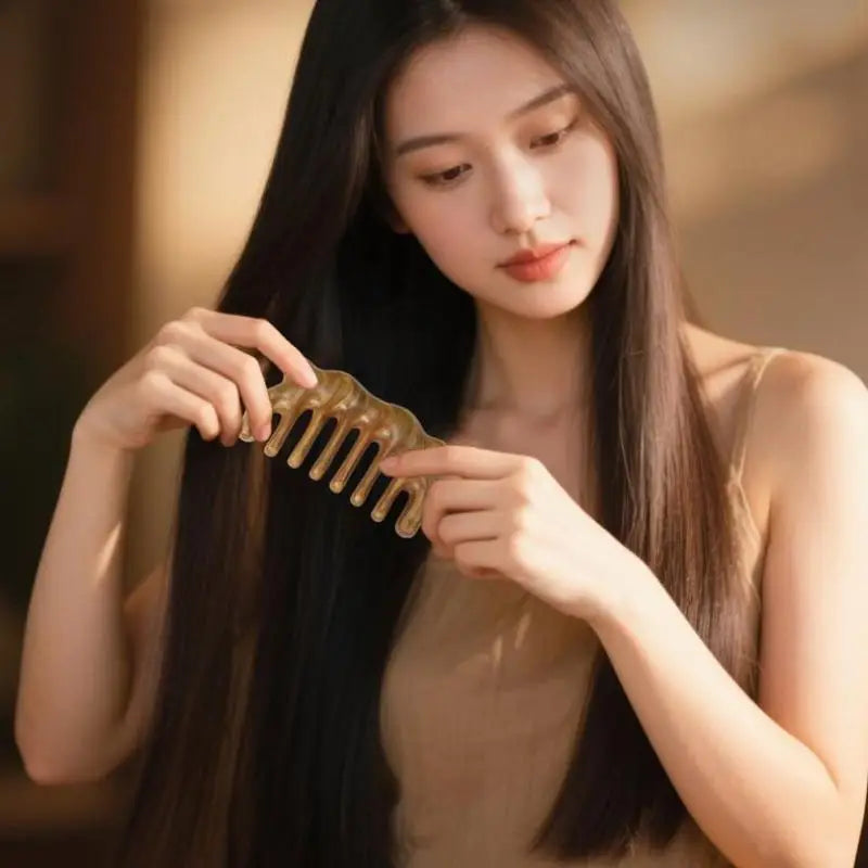 Sandalwood Cat Ear Gua Sha Comb | Wide Tooth Scalp Massager Gua Sha Massage Comb QXL