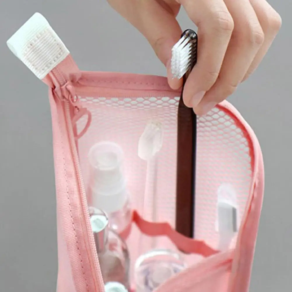 Standing Mesh Toiletry Bag | Foldable Travel Organizer Pouch Travel Toiletry Bag QXL