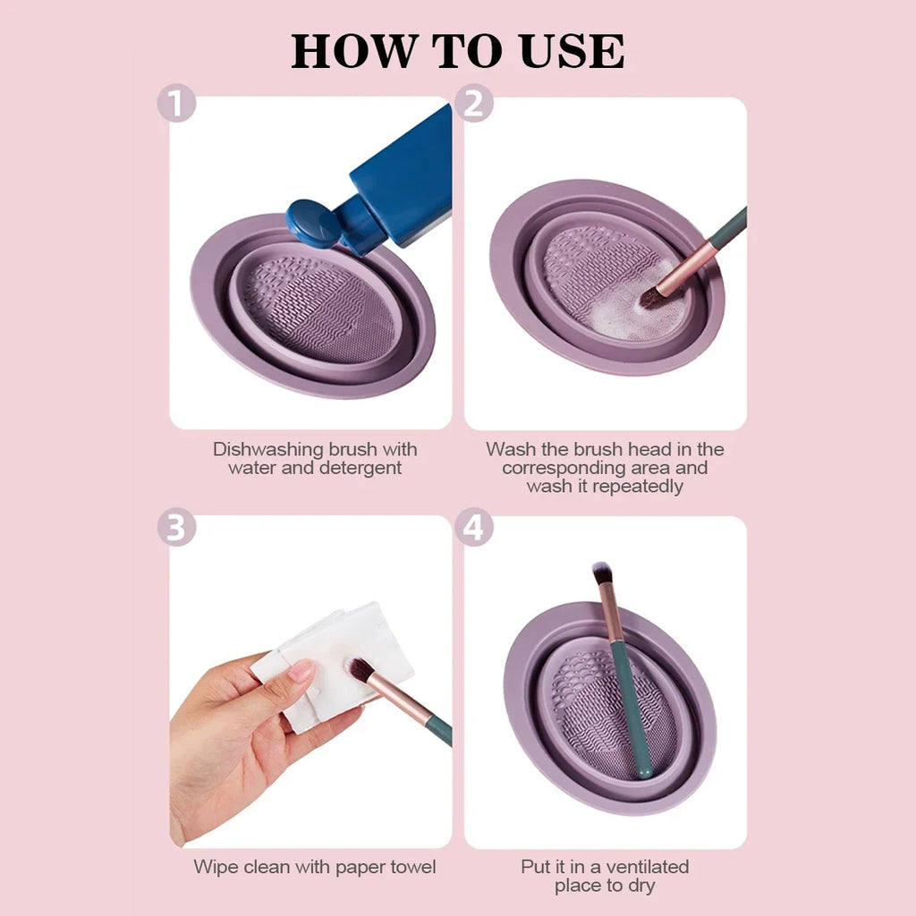 Silicone Makeup Brush Cleaner Scrubber Box | Color Switcher Brush Cleaner Box QXL