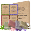 4-Pc Coconut Oil Lavender Rose Soap Gift Set | Face & Hand Botanical Soap Set QXL MULTI 400g