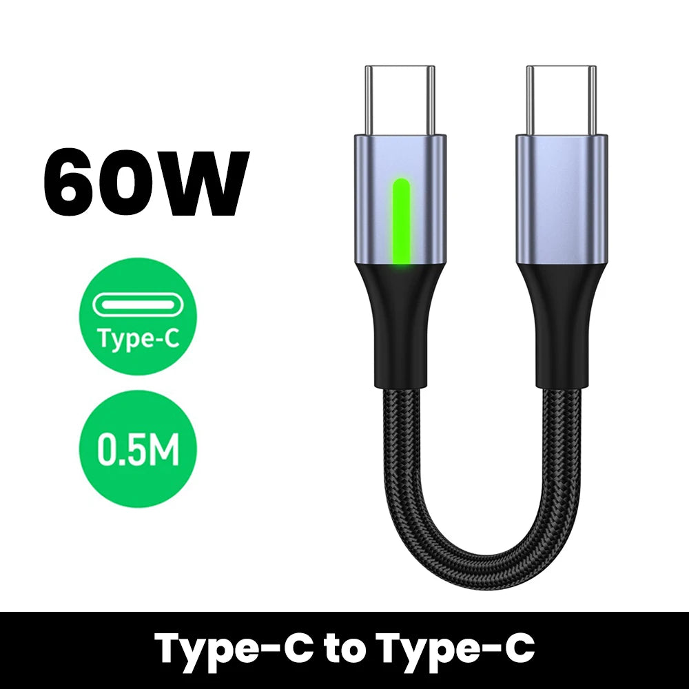 USB-A to USB-C 66W Fast Charging Cable – 0.25M & 0.5M USB-C Charging Cable QXL c-c 0.5m