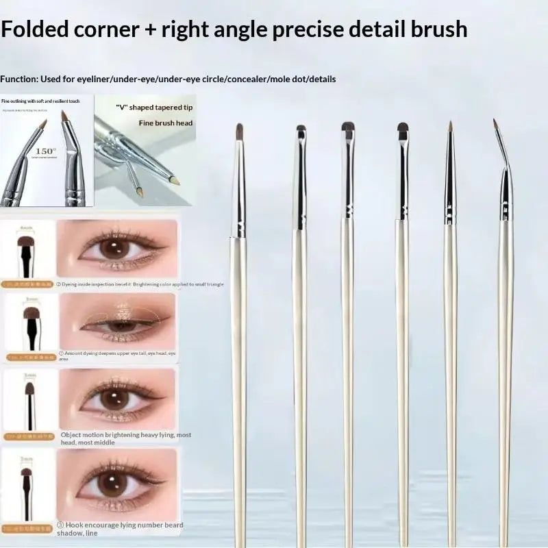 Shmacax 4/6-Pc Eye Detail Eyeshadow Brush Set | Horsehair Eye Makeup Brush Set QXL PCS Silver