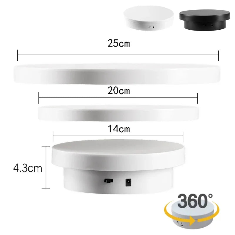 3-in-1 Electric 360° Rotating Display Turntable USB & Battery Rotating Display Stand QXL Ivory