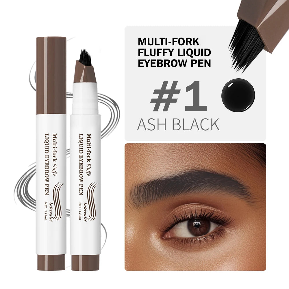4D Microblading Eyebrow Pen | Waterproof Multi-Fork Brow Pencil Eyebrow Pen QXL 1Ash Black