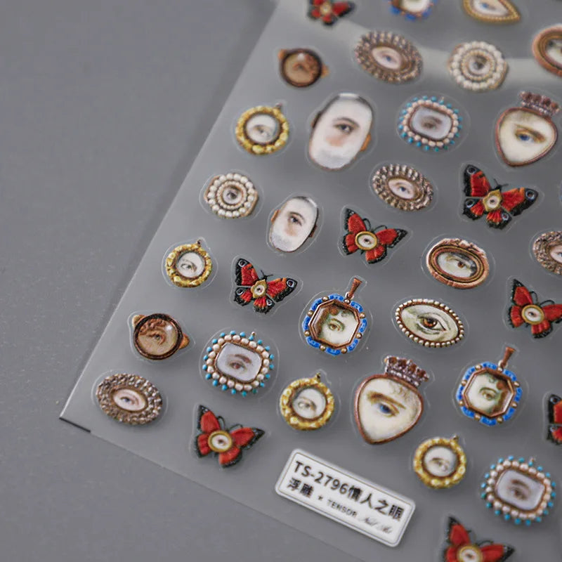5D Embossed Halloween Eyes Nail Art Stickers | Self-Adhesive Nail Art Stickers QXL