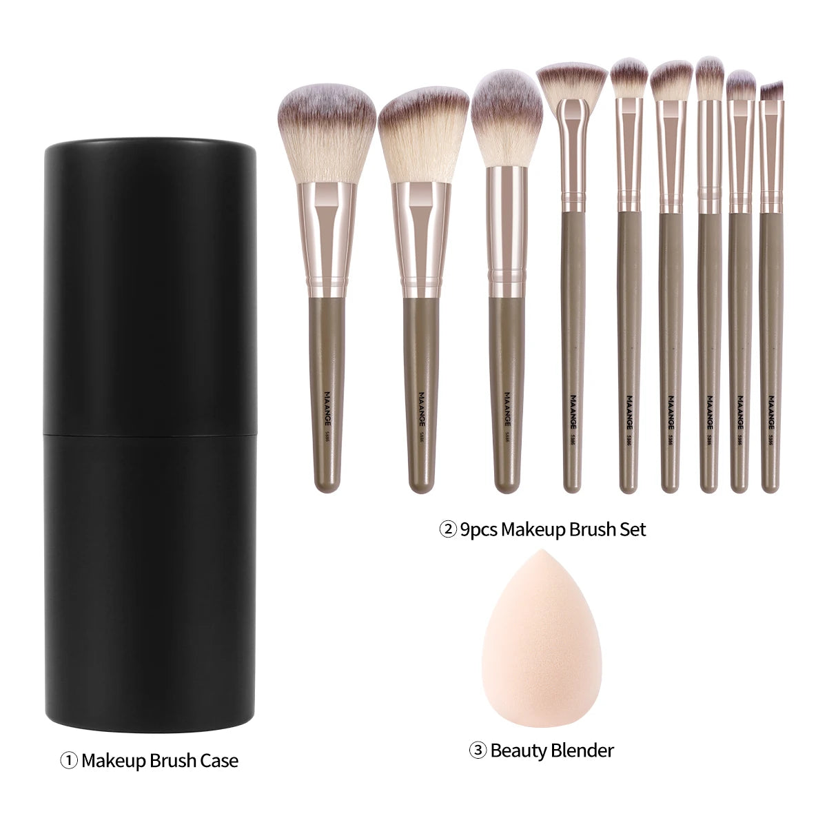 MAANGE 11-Piece Makeup Brush Set | Contour, Eye & Face Kit Makeup Brush Set QXL