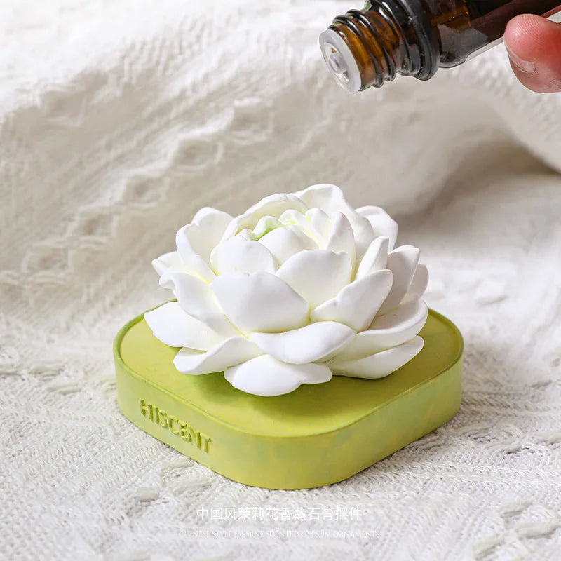 Jasmine Gypsum Plaster Aroma Diffuser | Car & Desk Decor Aroma Diffuser Ornament QXL