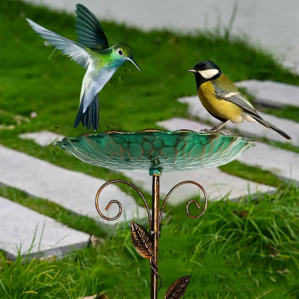 Height-Adjustable Metal Bird Bath & Feeder | Yard & Patio Bird Bath & Feeder QXL