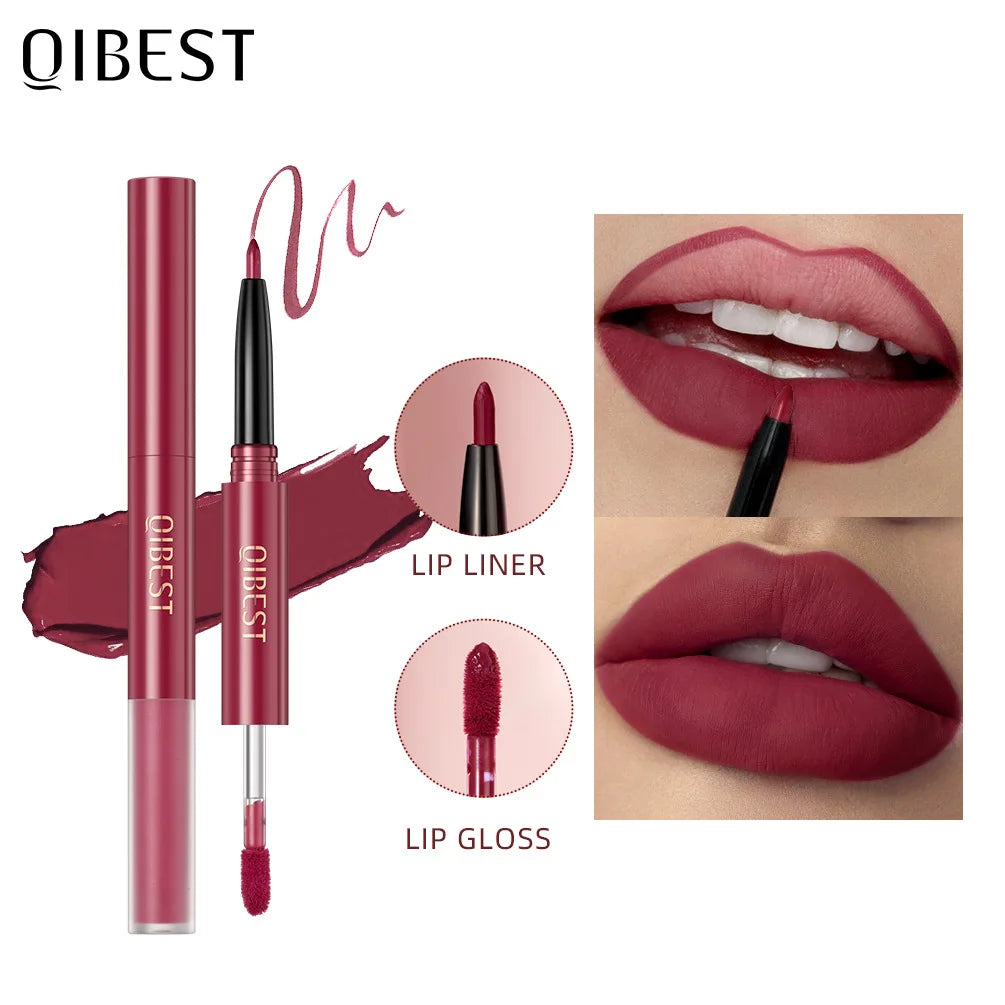 2-in-1 Lip Liner & Gloss Pencil | Long-Lasting Matte Finish Lip Liner Pencil QXL