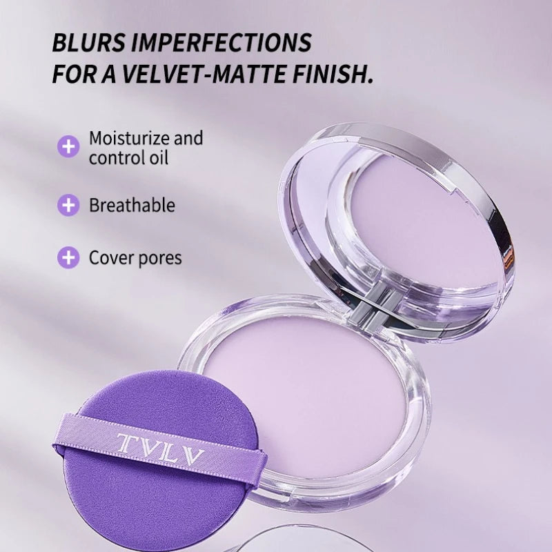 TVLV Lavender Matte Pressed Powder – Oil Control & Full Coverage Pressed Setting Powder QXL