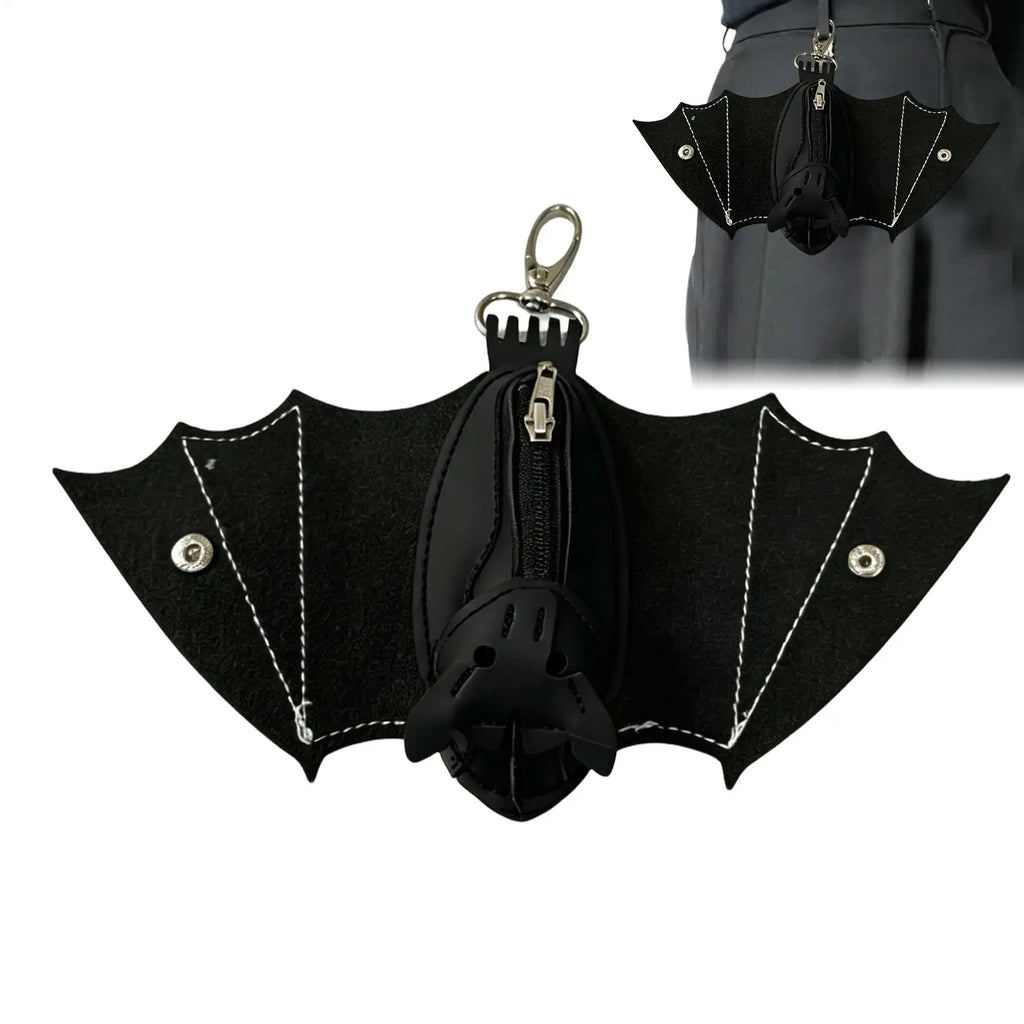 Gothic Bat Coin Purse PU Leather Keychain Wallet Foldable Wings Gothic Coin Purse QXL