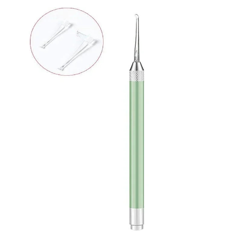 LED Light Ear Cleaner Scoop | Stainless Steel Visual Ear Pick Ear Cleaning Tool QXL M141 green