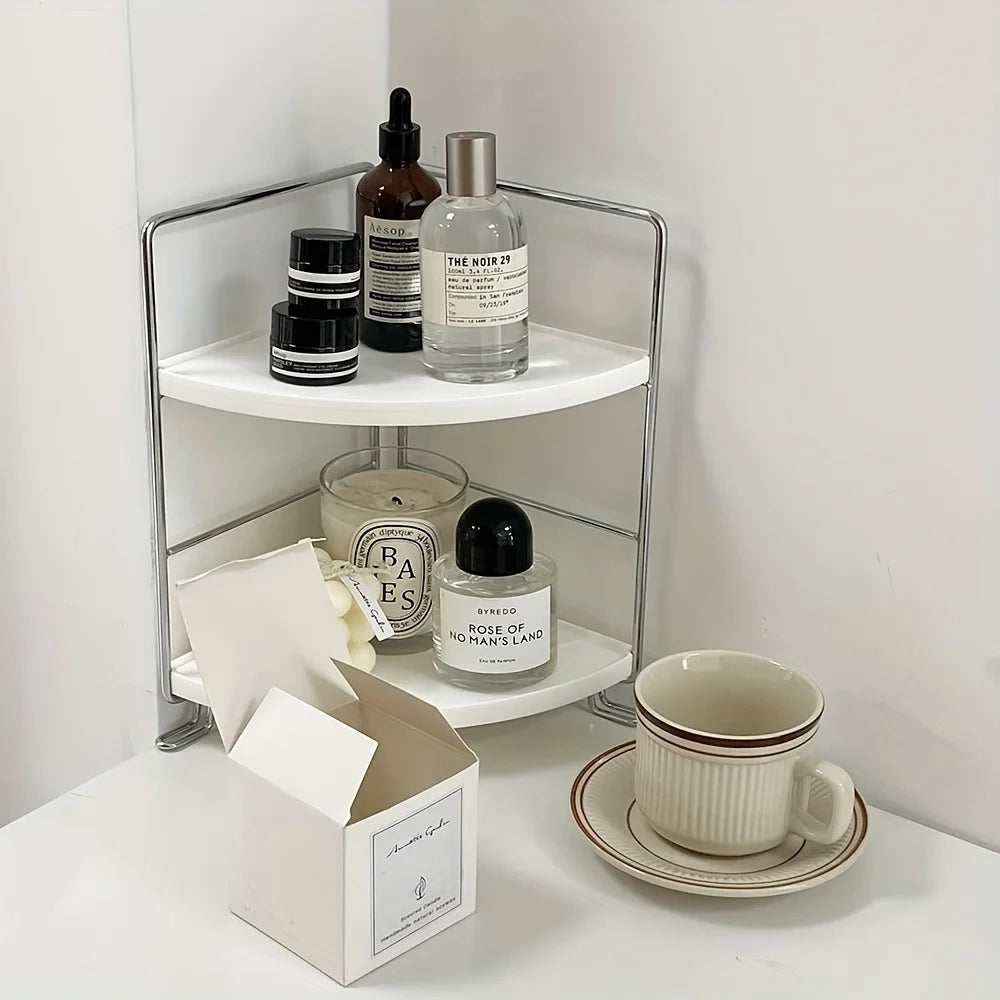 Multi-Layer Corner Storage Organizer | Bathroom Vanity Rack Corner Storage Organizer QXL WHITE