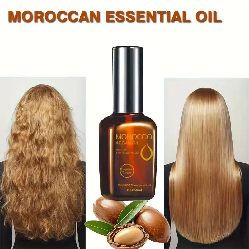Moroccan Argan Oil Hair Serum | Smooth, Moisturize & Shine Hair Care Serum QXL