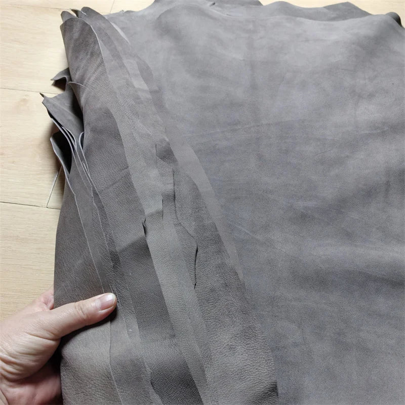 Tea Grey First Layer Sheepskin Leather 0.7–1mm | DIY Fabric Genuine Leather Fabric QXL Tea Gray Whole Sheepskin China Mainland