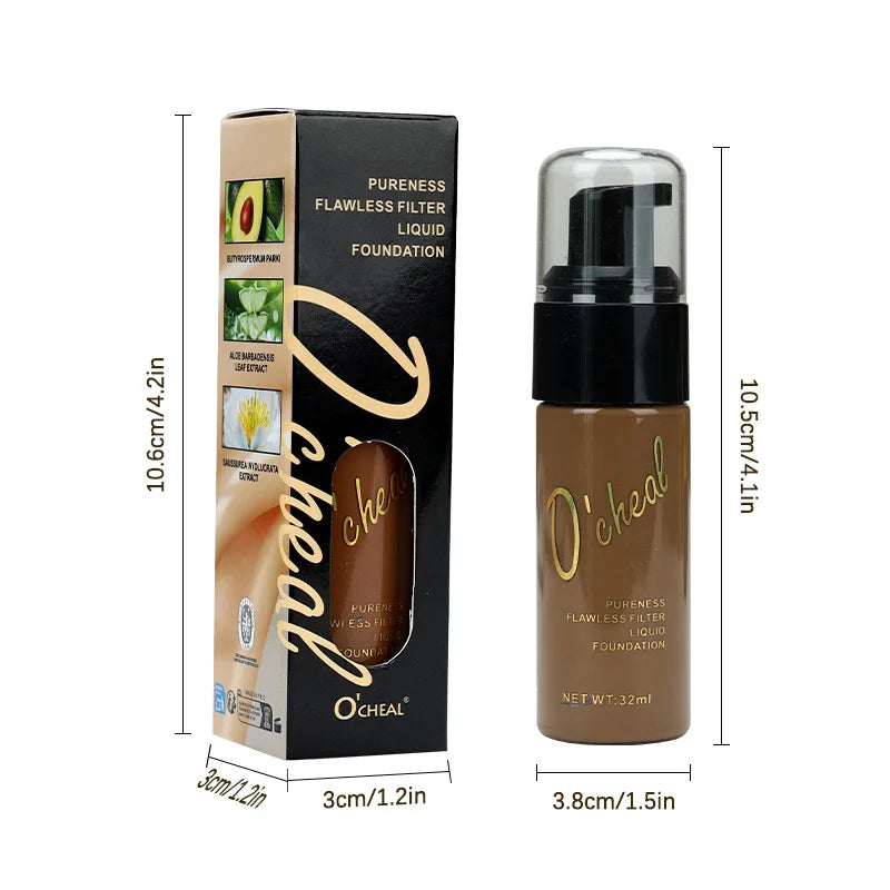 OCHEAL Dark Skin Liquid Foundation BB Cream | Full Coverage Liquid Foundation QXL