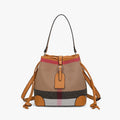 Canvas Plaid Drawstring Bucket Bag | Women's Handbag Canvas Bucket Bag QXL 1