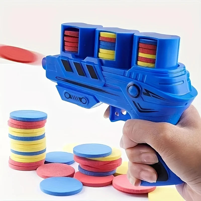 25-Round EVA Flying Disc Launcher – Kids Outdoor Toy Gun Kids Flying Disc Toy QXL blue 1pc