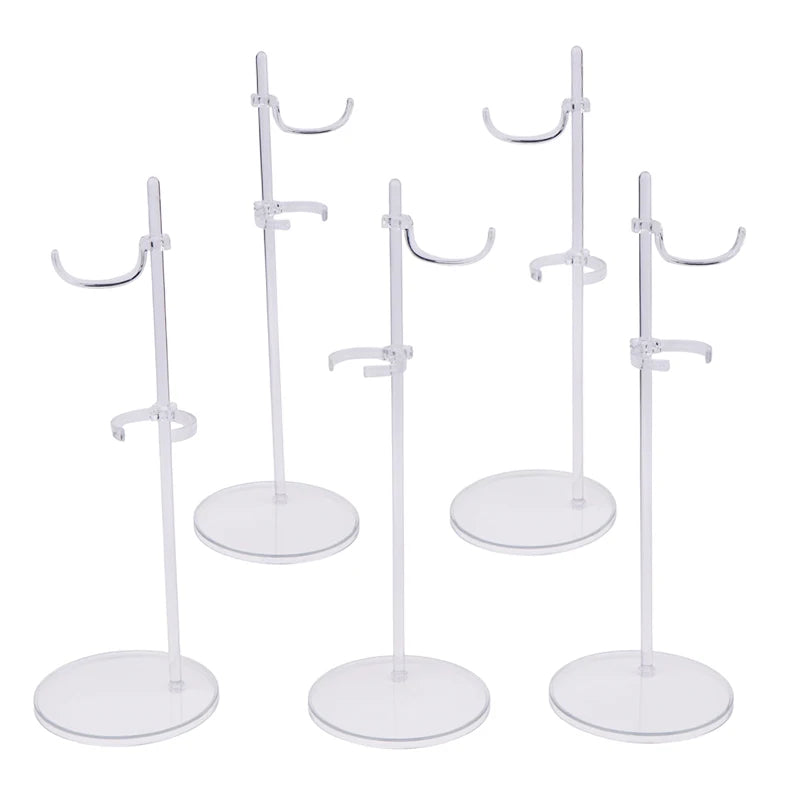 5-Pack Adjustable Clear Doll Display Stands | 1/12 Scale Rack Doll Display Stand QXL 5Pcs