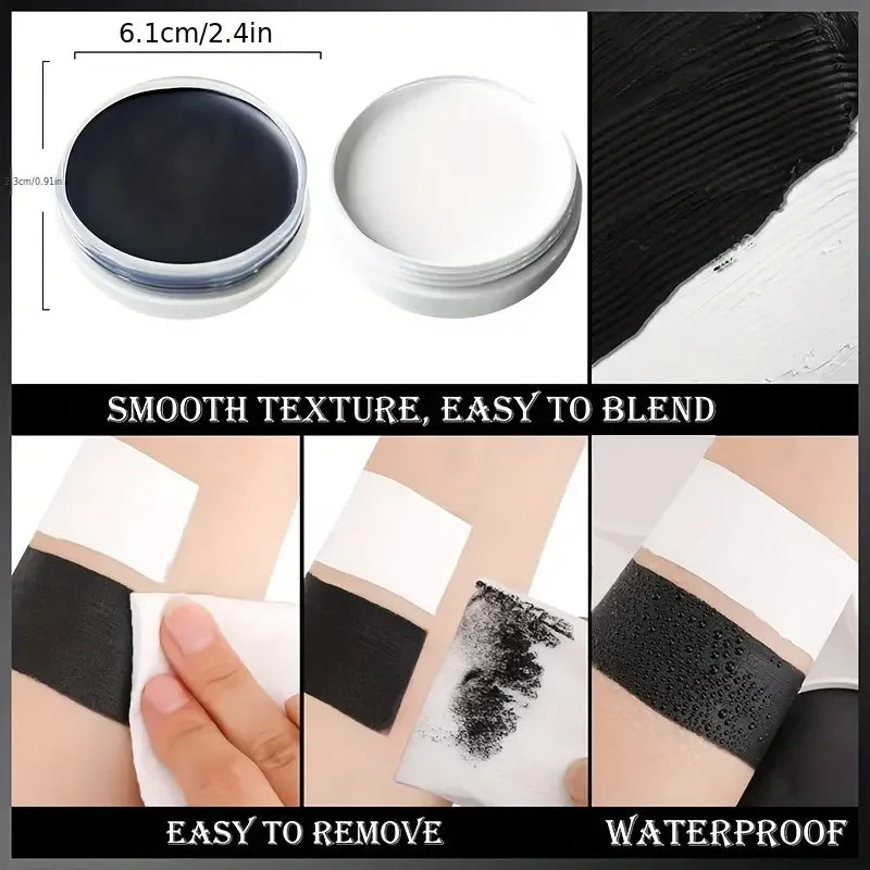 VERONNI 30g Face & Body Paint Set – Black White Red + Brush Face & Body Paint QXL
