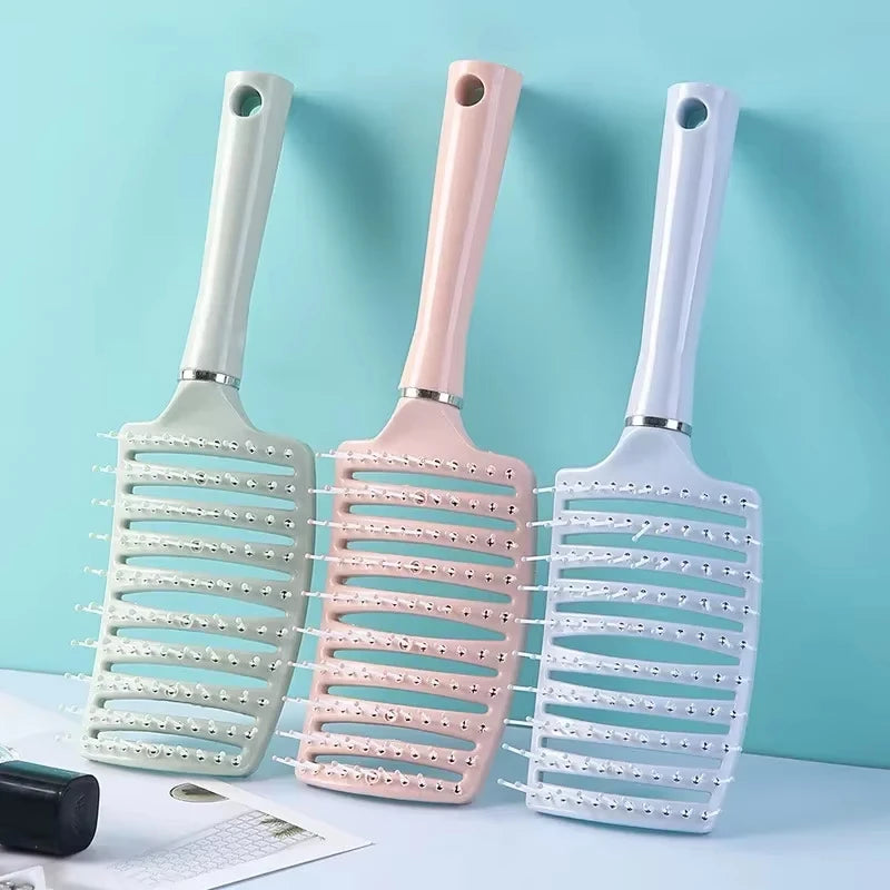 Pink Elastic Scalp Massage Comb | Hollow Detangling Hair Brush Scalp Massage Comb QXL
