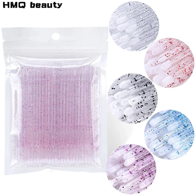 50-Pack Disposable Micro Brushes for Eyelash Extensions Lash Extension Brush QXL