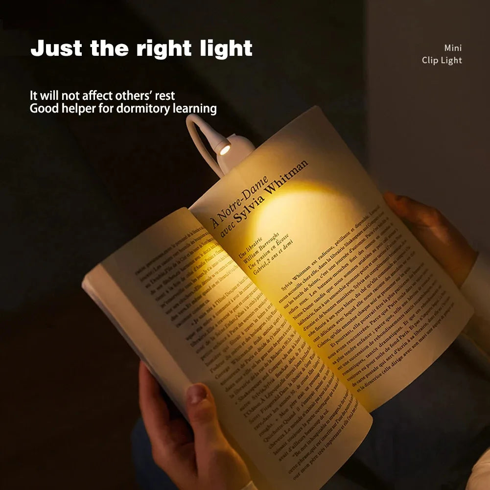 Mini Clip-On LED Book Light | USB Rechargeable 360° Flex Neck Clip-On Book Light QXL