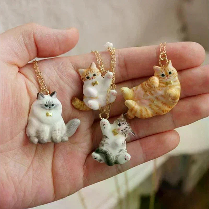 Vintage Cartoon Cat Pendant Necklace | Women's Jewelry Gift Pendant Necklace QXL