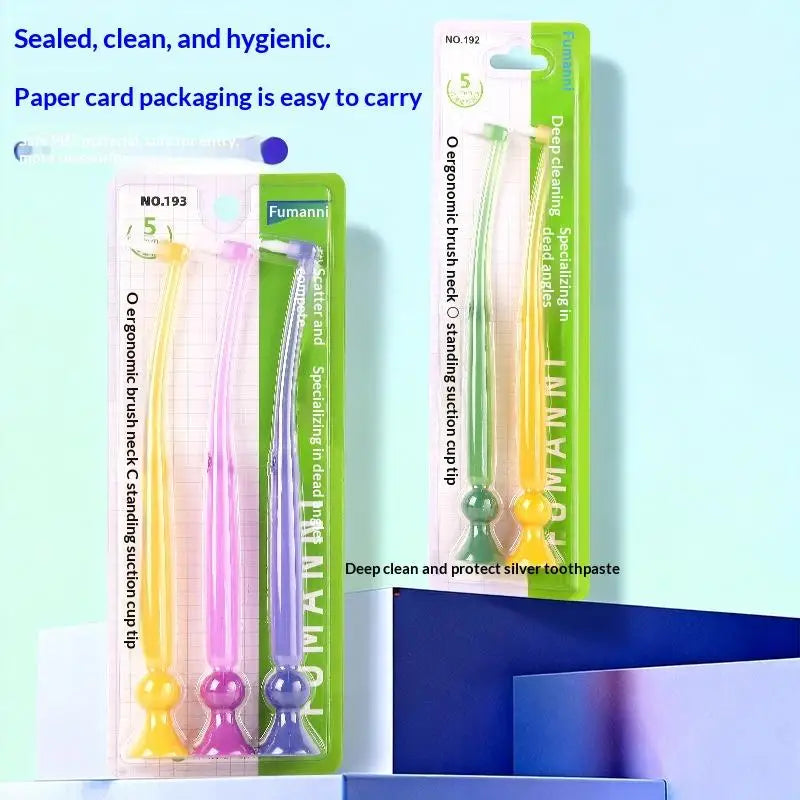 Single-Tufted Toothbrush with Suction Cup | Soft Bristle Small Head Manual Toothbrush QXL